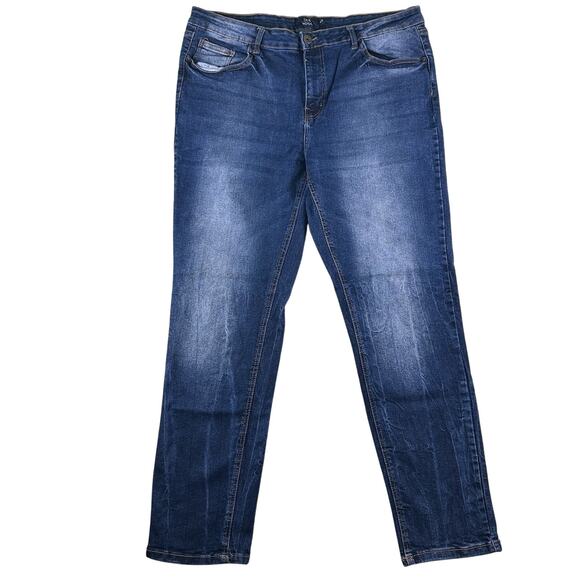 TRUE INDIGO Blue Jeans Men Size 40x32 Stretch Medium wash - Picture 1 of 14